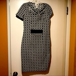 Joseph Ribkoff Bubble-Print Dress w/ Keyhole Neckline